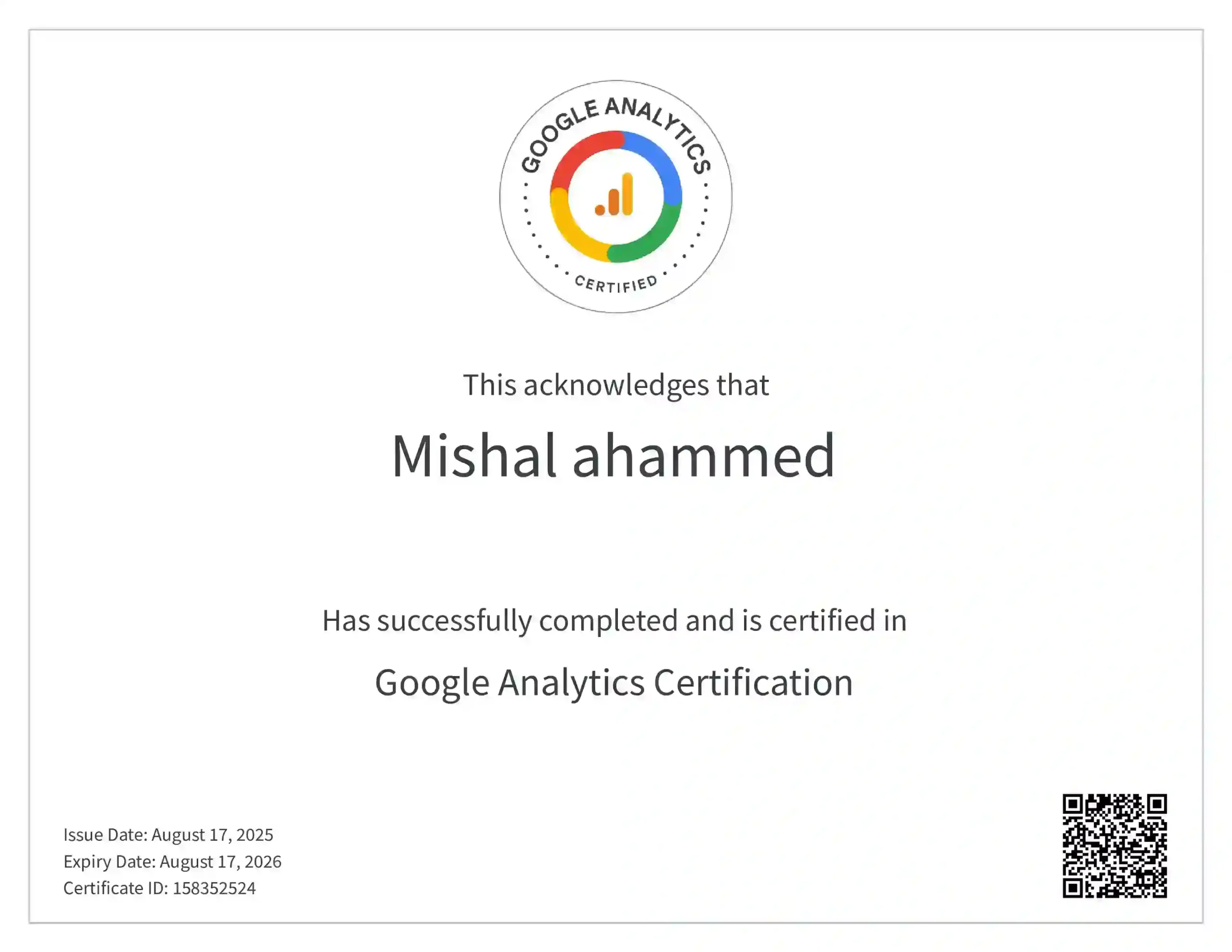google analytics certificate freelance social media marketer in malappuram